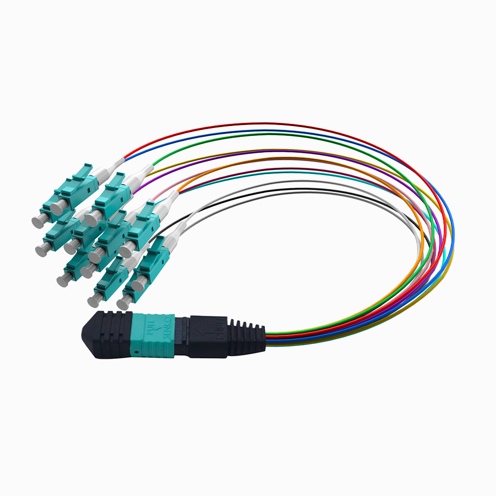 MPO-LC 12 muti-color tight buffer fiber patch cords 0.3m