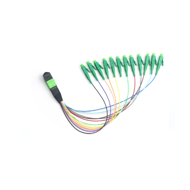 Cost-effective 50/125μm MPO/MTP to LC OM3 12Fibers Fiber Ribbon Cable