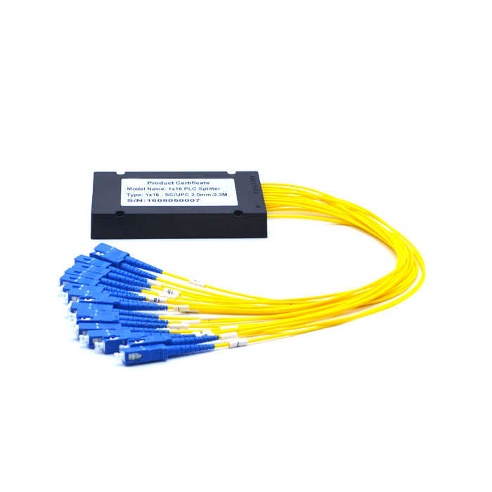 Low PDL Stable 1X16 PLC Splitter , 900um Steel Tube Type Fiber Optic Coupler Splitter